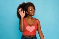 Woman in heart shape tank top