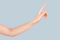 Hand gesture mockup psd pointing on an invisible screen