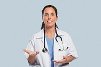 Female doctor mockup psd with a stethoscope portrait