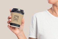 Coffee cup sleeve mockup psd with cafe logo