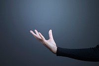 Palm hand gesture mockup psd presenting invisible hologram