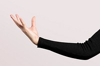 Palm hand gesture mockup psd presenting invisible hologram