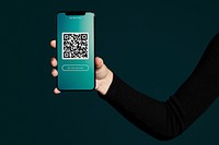 Smartphone screen mockup psd showing a QR code