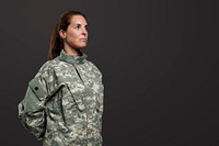 Female soldier standing at ease military posture