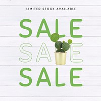 Online houseplant shop template vector with sale text