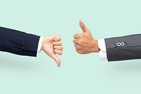 Thumbs up down hands mockup psd agree and disagree gesture