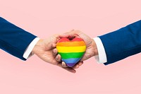 LGBTQ+ community heart mockup psd with hands united
