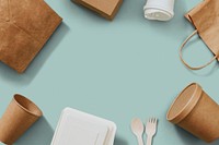 Food packages frame mockup psd in delivery concept