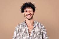 Latin man smiling mockup psd cheerful expression closeup portrait