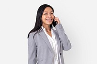 Businesswoman talking mockup psd on the phone