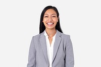 Cheerful Asian businesswoman smiling closeup portrait for jobs and career campaign