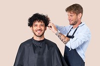 Men’s barber shop mockup psd with hairstylist jobs and career campaign