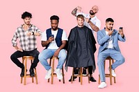 Men’s barber shop mockup psd with hairstylist jobs and career campaign