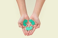 Hands cupping recycle  save the environment campaign