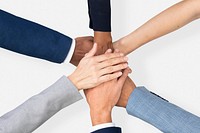  Diverse hands united mockup psd business teamwork gesture