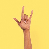 Rock n roll mockup psd hand gesture