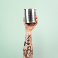 Canned food donation mockup psd for charity campaign