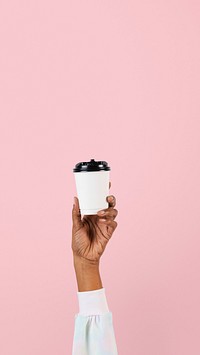 Hand holding paper cup  for food concept