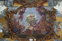 Germany, Trier, Church Sankt Paulin, ceiling fresko, Triumph of the Cross, by Christoph Thomas Scheffler. Original public domain image from <a href="https://commons.wikimedia.org/wiki/File:Trier_Sankt_Paulin_BW_4.jpg" target="_blank" rel="noopener noreferrer nofollow">Wikimedia Commons</a>