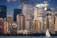 New York skyline from Hudson River. Original public domain image from Wikimedia Commons