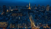 Illuminated buildings and Tokyo Tower at night - Cityscape in Minato-ku, Tokyo. Original public domain image from <a href="https://commons.wikimedia.org/wiki/File:Illuminated_buildings_and_Tokyo_Tower_at_night_-_Cityscape_in_Minato-ku,_Tokyo_(2017-03_by_Walkerssk_@Pixabay_2138168).jpg" target="_blank">Wikimedia Commons</a>