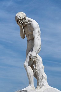 This statue in the Tuilleries Garden by the Louvre is actually titled Cain after killing his brother Abel. Original public domain image from Wikimedia Commons