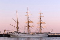 German Navy sail training ship Gorch Fock moored in Kiel harbour. Original public domain image from Wikimedia Commons