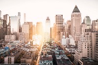 New York City with a morning light. Original public domain image from Wikimedia Commons