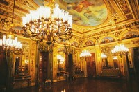 Classic European ballroom. Hall Of The Tyrant. Original public domain image from <a href="https://commons.wikimedia.org/wiki/File:Hall_Of_The_Tyrant_(194584023).jpeg" target="_blank">Wikimedia Commons</a>