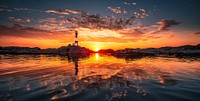 Lighthouse with a sunset view. Original public domain image from Wikimedia Commons