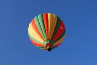A hot air balloon in flight at the Mid-Hudson Valley balloon festival along the Hudson River in Poughkeepsie, New York. Original public domain image from Wikimedia Commons