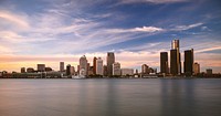 Detroit skyline, as viewed from Windsor, Canada Original public domain image from Wikimedia Commons
