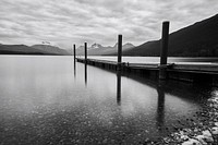 Dock along Lake McDonald in Glacier National Park, Montana. Original public domain image from Wikimedia Commons