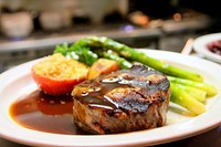 Steak and vegetable. Original public domain image from Wikimedia Commons