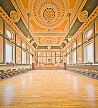 Here is a photograph taken from inside Todmorden Town Hall. Located in Todmorden, Yorkshire, England, UK. Original public domain image from Wikimedia Commons