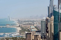 Dubai coastline. Original public domain image from <a href="https://commons.wikimedia.org/wiki/File:Dubai_skyscrapers,_coastline_and_Burj_Al-Arab.jpg" target="_blank" rel="noopener noreferrer nofollow">Wikimedia Commons</a>