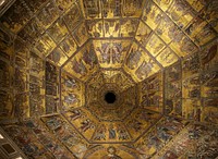 Fragments of the central part of the mosaic of the ceiling of the Baptistery of Florence, Italy. 13th & 14th c. Original public domain image from Wikimedia Commons