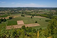 Landscape of the Dordogne river valley, seen from Domme, Dordogne, France. Original public domain image from Wikimedia Commons