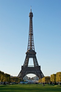 Eiffel Tower, from Champ-de-Mars, Paris. Original public domain image from Wikimedia Commons