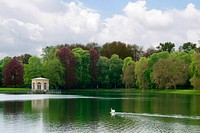 The "Carp Pond" (étang des Carpes), with the little octagonal building, parks of the castle of Fontainebleau, Seine-et-Marne, France. Original public domain image from Wikimedia Commons