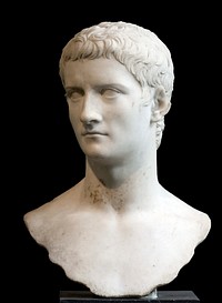 Marble portrait bust of the emperor Gaius, known as Caligula. Original public domain image from <a href="https://commons.wikimedia.org/wiki/File:Caligula_-_MET_-_14.37.jpg" target="_blank" rel="noopener noreferrer nofollow">Wikimedia Commons</a>