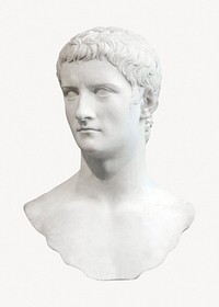 Caligula statue sticker, Greek sculpture collage element psd