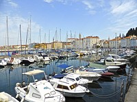 Piran harbour. Original public domain image from Wikimedia Commons