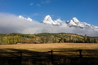 The spectacular peaks of Grand Teton National Park seem to explode straight out of a vast northwest Wyoming meadow. Original image from <a href="https://www.rawpixel.com/search/carol%20m.%20highsmith?sort=curated&amp;page=1">Carol M. Highsmith</a>&rsquo;s America, Library of Congress collection. Digitally enhanced by rawpixel.