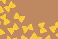 Farfalle pasta pattern background psd in brown bow shape border