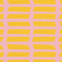 Penne pasta food pattern psd background in pink cute doodle style