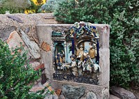 One of several Chinese ceramic theatre friezes at Taliesin West, renowned architect Frank Lloyd Wright&#39;s winter home and school in the desert outside Scottsdale, Arizona, from 1937 until his death in 1959.