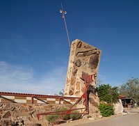 Entry tower at Taliesin West, renowned architect Frank Lloyd Wright's winter home and school in the desert outside Scottsdale, Arizona, from 1937 until his death in 1959.