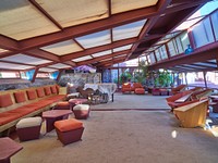 Interior view of the Garden Room at Taliesin West, renowned architect Frank Lloyd Wright&#39;s winter home and school in the desert outside Scottsdale, Arizona, from 1937 until his death in 1959.