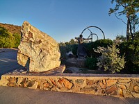 Heloise Crista&rsquo;s &ldquo;Aiming for the Mark&rdquo; sculpture appears behind one of several decorative rocks outside Taliesin West, renowned architect Frank Lloyd Wright&#39;s winter home and school in the desert outside Scottsdale, Arizona, from 1937 until his death in 1959.